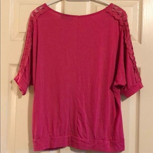 3/$15 or 5/$20 Cute pink top with lace down the arms size medium - Picture 3 of 6